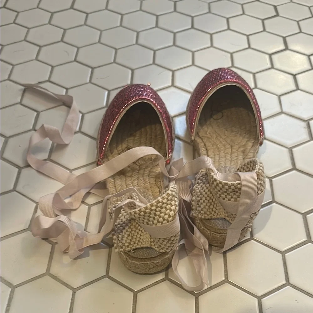 Handmade Fuscia Manebi Valenciana Espadrille Shoes with Ankle Straps